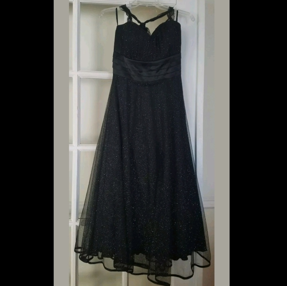 Black Sparkle Tea Length Prom Dress 13 JR